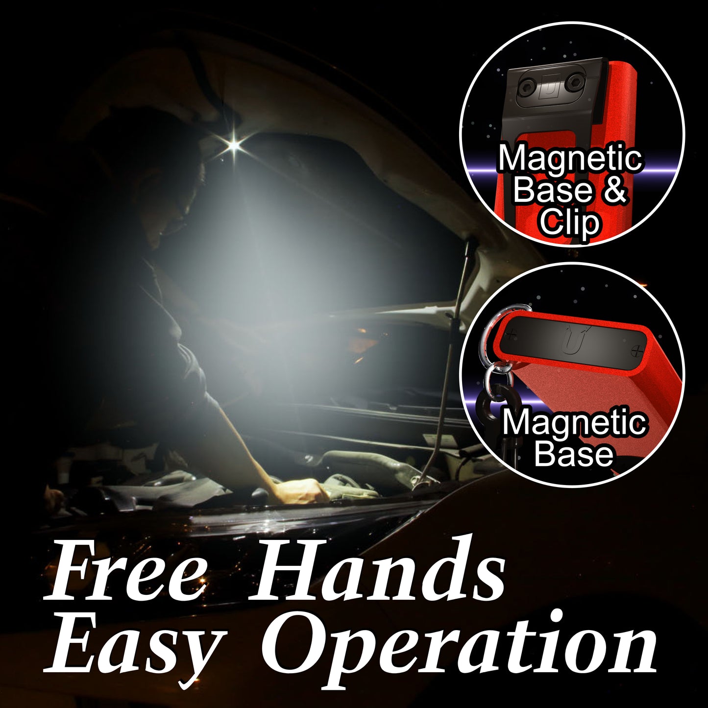 HAUTMEC Rechargeable 5 Modes Mini EDC Flashlight, Magnetic Base & Clip,Type-C Charging, Portable Flat Pocket Keychain Flashlight for Outdoor, Car Repairing, Garage,Camping HT0332