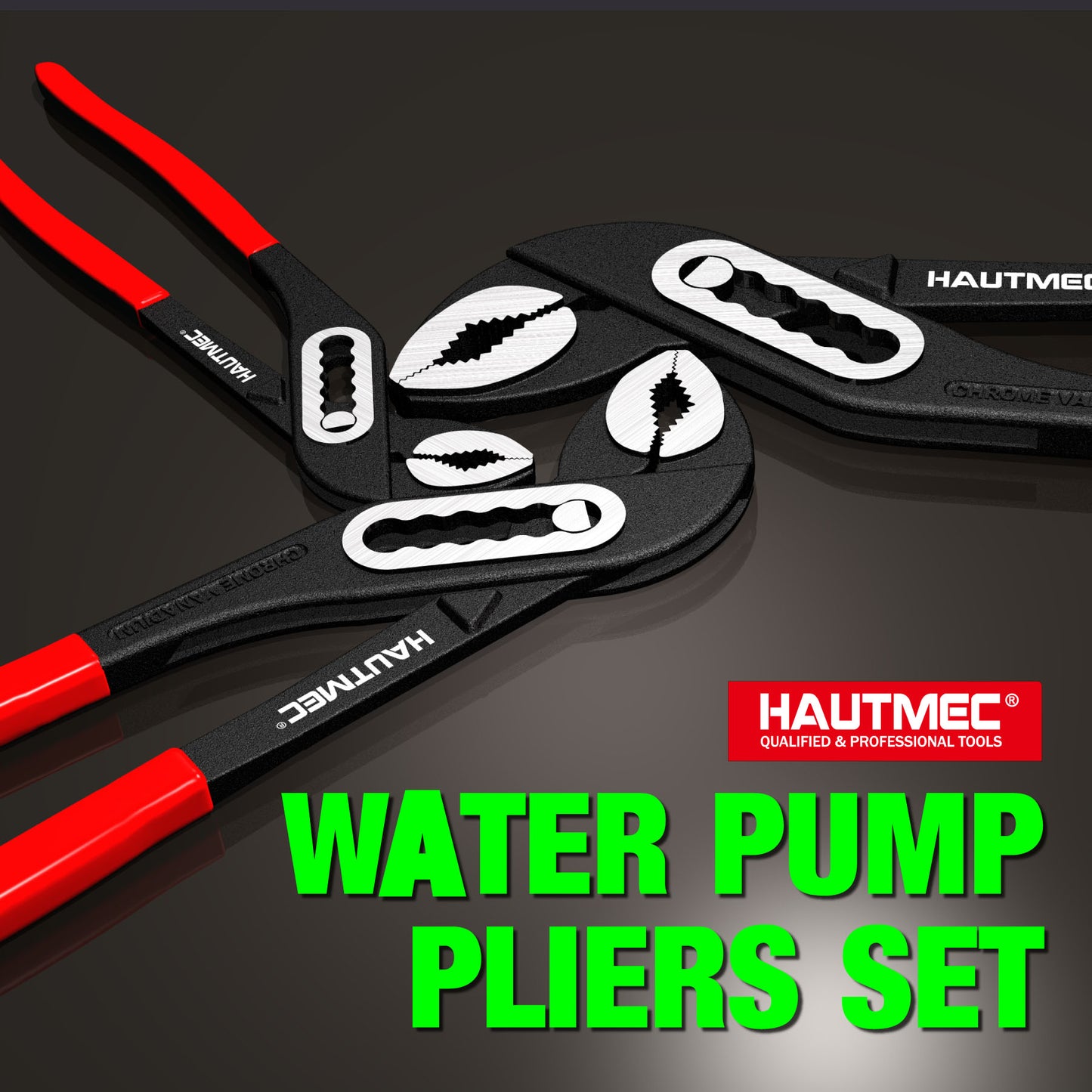 HAUTMEC Water Pump Pliers Set, Wider Opening,Groove Joint Pliers with Curved Jaw and Quick Adjustment Lock for Gripping,Repair,Nuts,Bolts, Pipe,12/10/7 Inch HT0323
