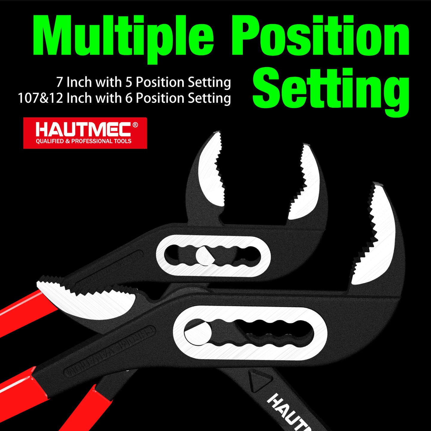 HAUTMEC Water Pump Pliers Set, Wider Opening,Groove Joint Pliers with Curved Jaw and Quick Adjustment Lock for Gripping,Repair,Nuts,Bolts, Pipe,12/10/7 Inch HT0323