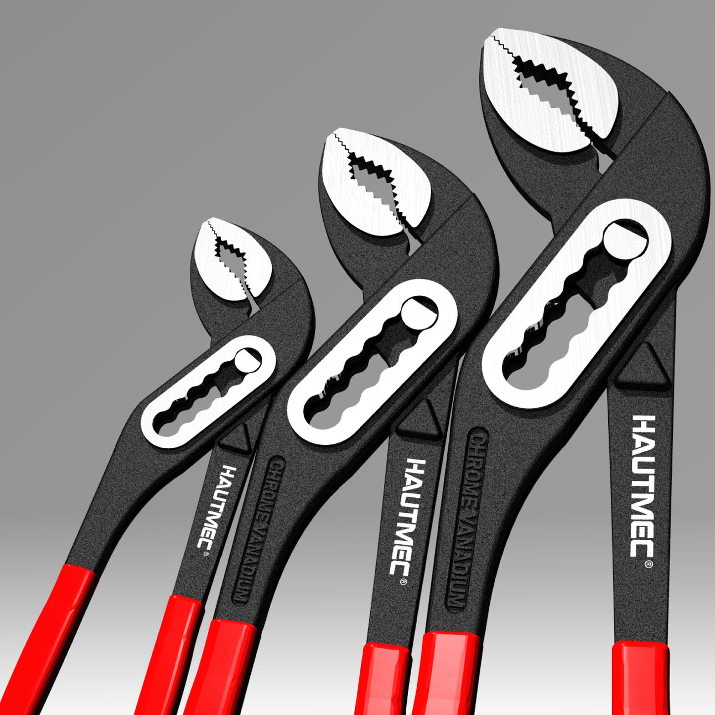 HAUTMEC Water Pump Pliers Set, Wider Opening,Groove Joint Pliers with Curved Jaw and Quick Adjustment Lock for Gripping,Repair,Nuts,Bolts, Pipe,12/10/7 Inch HT0323