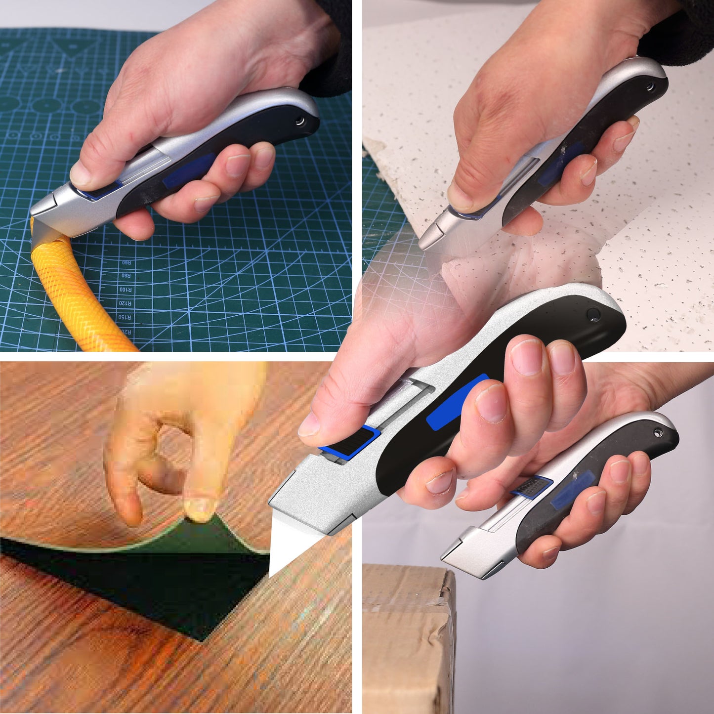 HAUTMEC Utility Knife Double Self Retraction Mechnism with Retractable Blade Heavy Duty Box Cutter with Zinc Alloy Body,Tool-free Blade Change,Premium High Safety HT0351-KN…