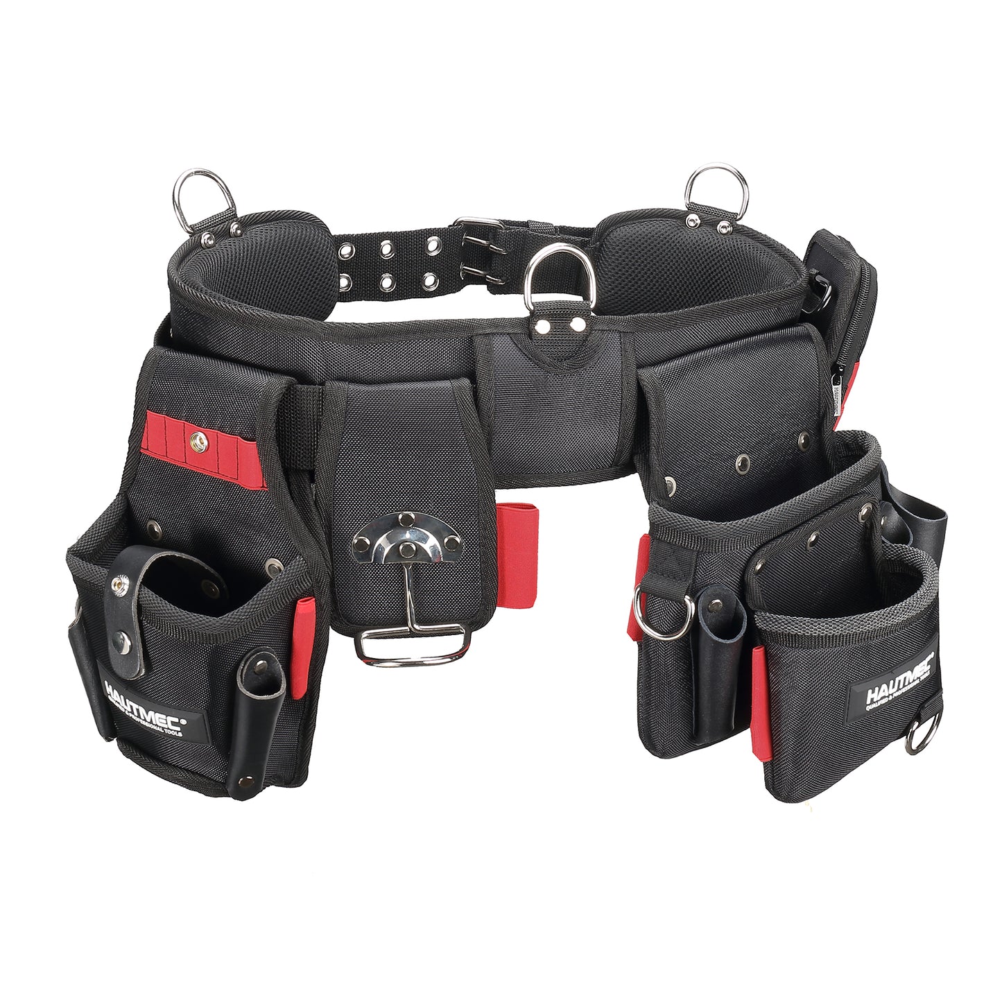 HAUTMEC 4-in-1 Heavy Duty Tool Belt Set with Leather Pockets, 1680D Polyester & EVA Reinforced Construction, 37 Pockets Organizer, Adjustable 35"-50" Belt – Fits Drill, Hammer, Phone & Measuring Tools – HT0409