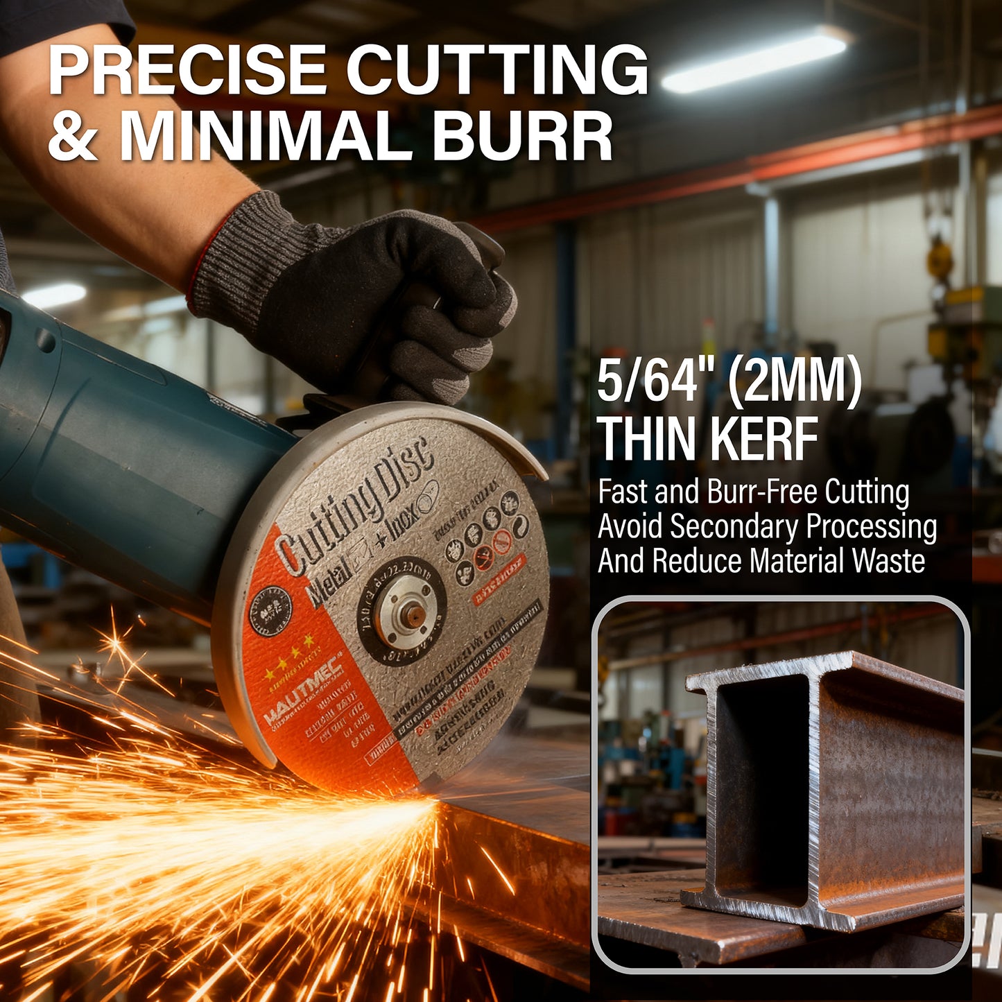 HAUTMEC Expert Grade Cut Off Wheels 9" x 5/64" x 7/8", 10 Pack Thin Grinding Disc for Cutting Metals/Iron Steel, General Purpose Cut Off Blade HTACH25044