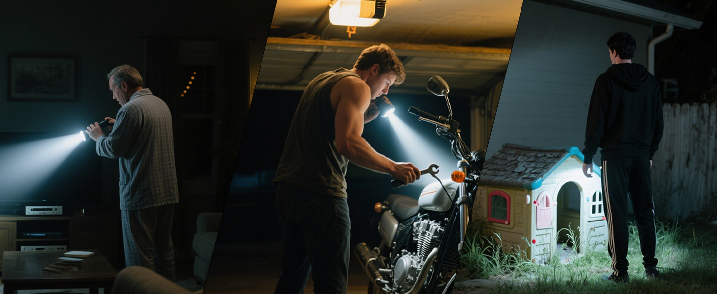 HAUTMEC Rechargeable Flashlights 12000 High Lumens Flashlight, 5 Light Modes Bright Flashlight, 2X Zoom, IP67 Waterproof & Impact-Resistant, and Power Bank, for Emergencies, Hunting, Camping, Hiking, HT0386