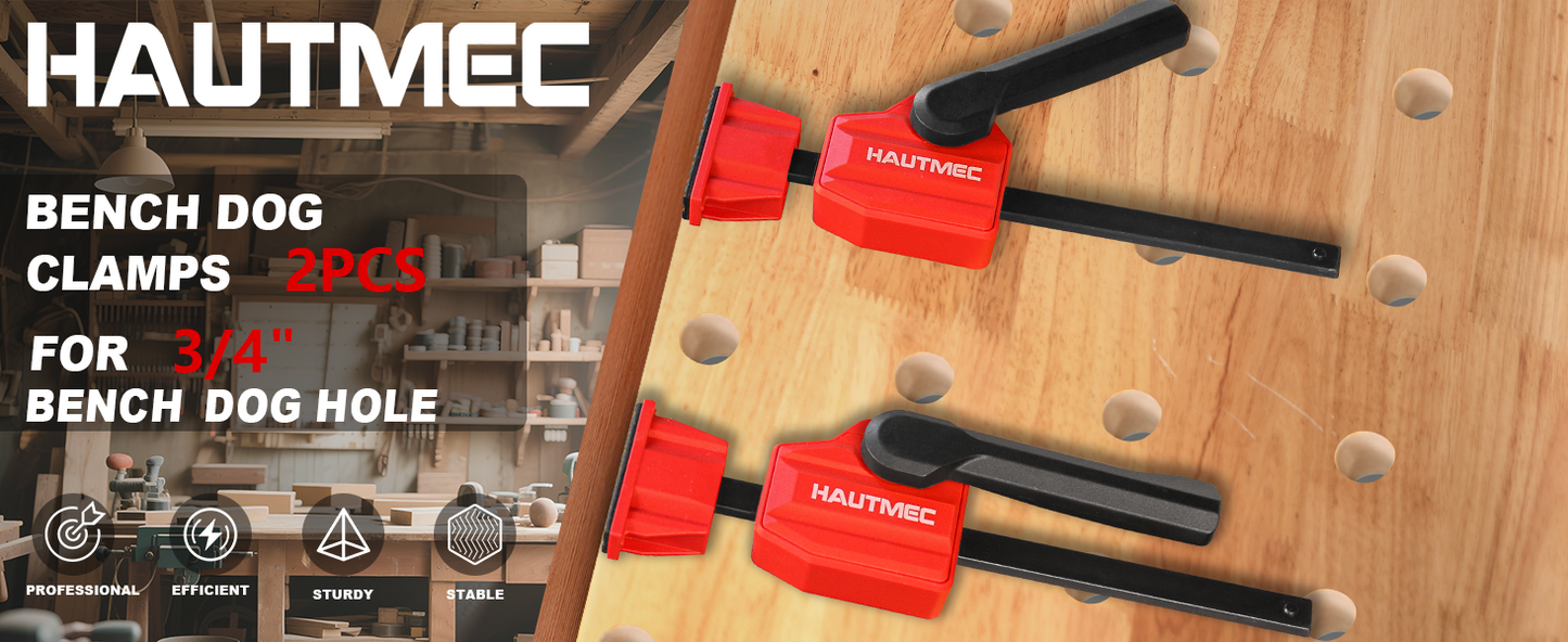 HAUTMEC Quick-Change Clamping Elements, Adjustable Desktop Bar Clamps, Bench Dog Clamps for Woodworking HT0276-CL