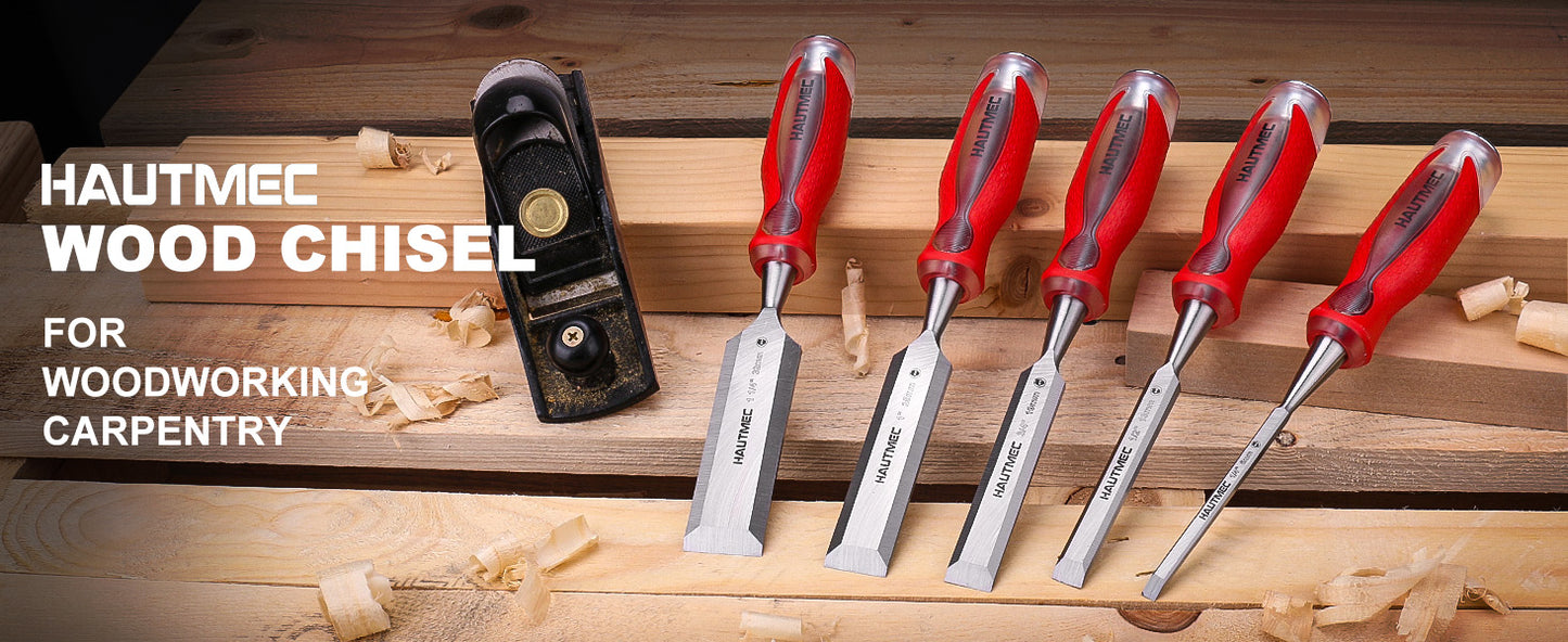 HAUTMEC 1/2" High Impact Wood Chisel for Woodworking, Drop-Forged CRV Steel, Beveled Edge Blade, Ergonomic Handle Wood Chisel for Carpentry,Wood Carvers, HT0360