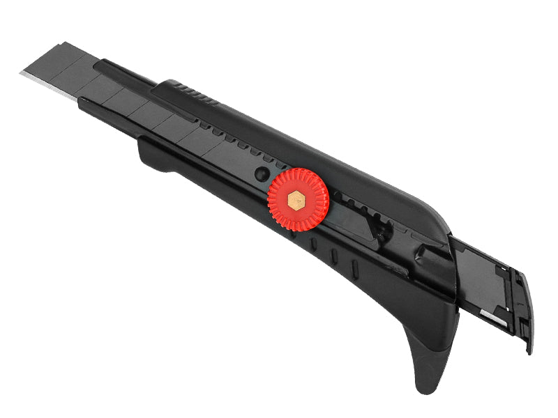 HAUTMEC 18mm Heavy Duty Utility Knife with Multi-Pick, Snap Off Ultra-Sharp Black Retractable Box Cutter, Ratchet & Soft-grip Cutter HT0248-KN