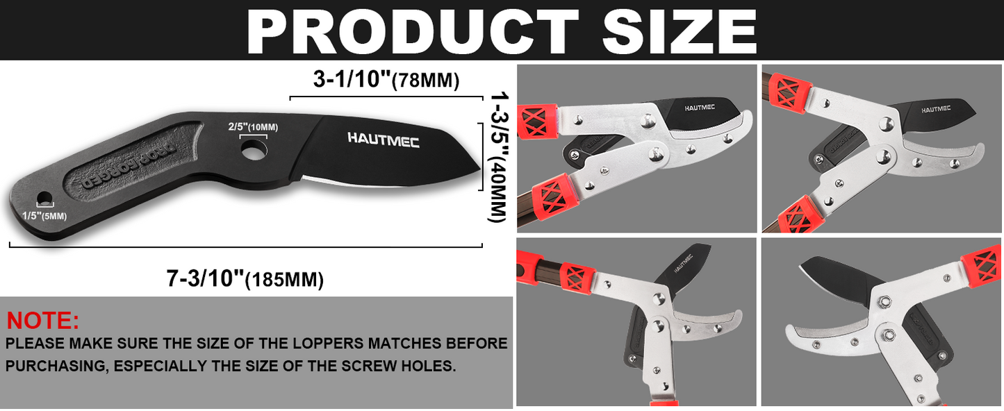 HAUTMEC Replacement Blade for Telescopic Anvil Loppers HT0149, High Carbon Steel, Low-Friction Teflon Coating, HT0460