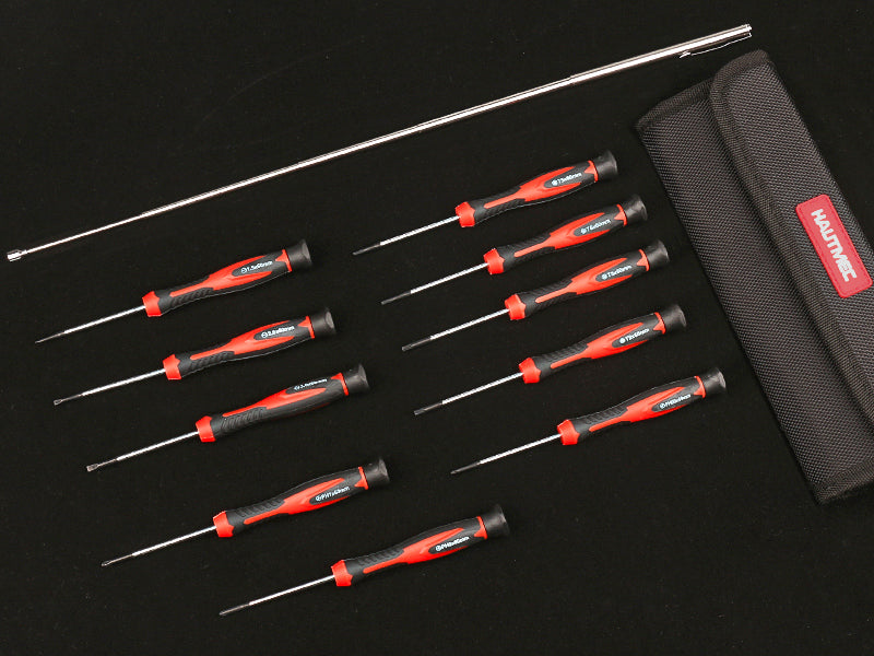 HAUTMEC 11-PCS Precision Mini Screwdriver Set with Telescoping Magnetic Pickup Tool, Phillips, Flat, Torx, Pouch, CRV Steel Shaft Magnetic Tiny Screwdriver Set for Eyeglass, Watch, Laptop, Phone, HT0421