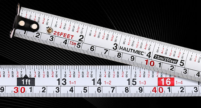 HAUTMEC 25ft/7.5M Tape Measure,Dual-Scale (Inches & CM) with Fractions 1/8 Retractable & Compact Measuring Tape,for Construction, Engineering,HT0325-3PC