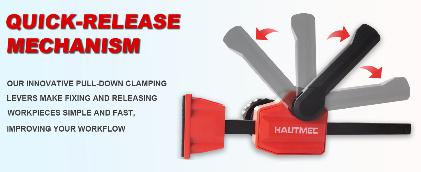 HAUTMEC Quick-Change Clamping Elements, Adjustable Desktop Bar Clamps, Bench Dog Clamps for Woodworking HT0276-CL