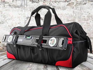 HAUTMEC 24 Inch Large Tool Bag, Heavy Duty 1680D Wide Mouth Tool Box Organizer, 36-Pockets Portable Utility Bag for Men with Level Holder and Removable Shoulder Strap, HT0284