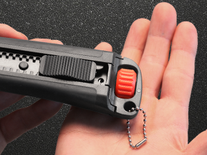 HAUTMEC 25mm Extra Heavy Duty Utility Knife with Double Lock Mechanism, Auto-Lock and Ratchet- Lock for Double Safety, SK2 Sharp Black Blade for Industrial or Construction Applications HT0254-KN