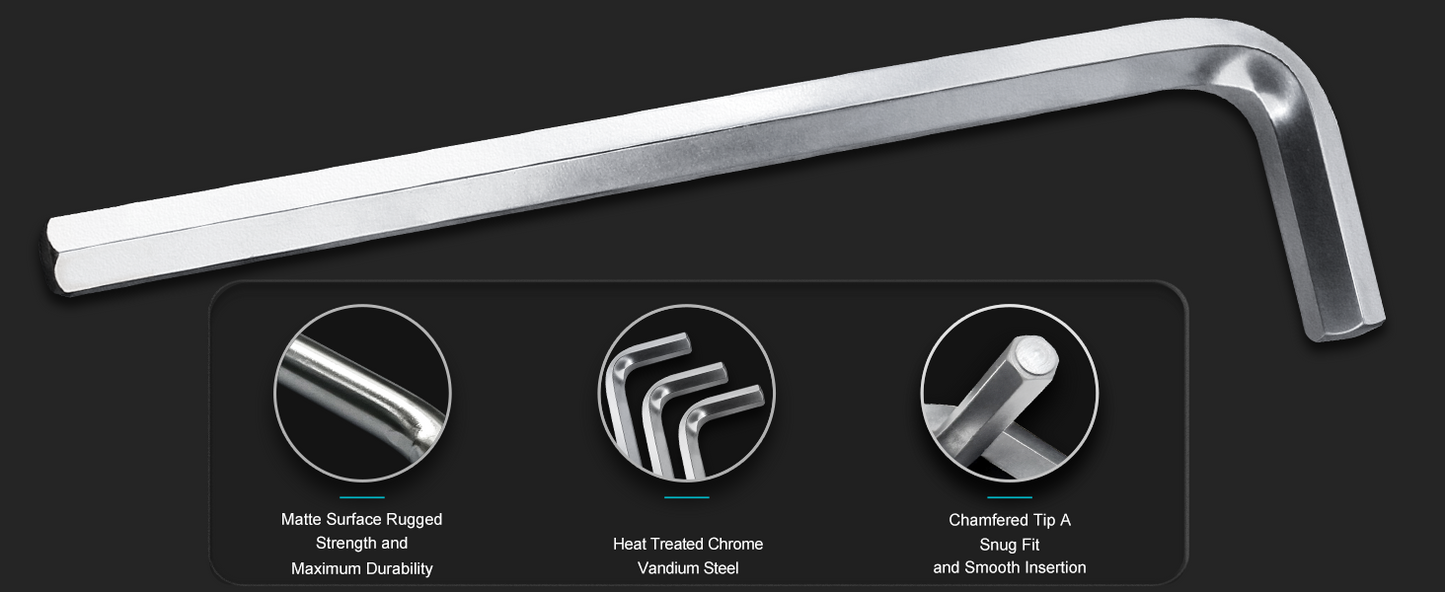 HAUTMEC 9-Piece Hex Key Allen Wrench Set, L Shape Metric Assortment, Chrome Vanadium Steel, Precise and Chamfered Tips, 1.5-10 mm, HT0221-SS