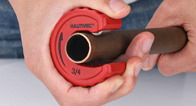 HAUTMEC Copper Tubing Cutter Set 3 PCS Copper Pipe Cutter Tool, In Portable Storage Case, Includes 1/2 in., 3/4 in., and 1 in. Cutters, Reaming Pen, 3 Spare Cutting Wheels, 1 Spare Deburring Blade,HT0354