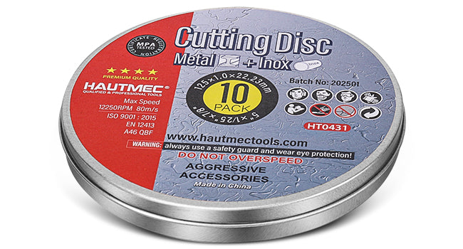 HAUTMEC Expert Grade Cut Off Wheels 125mm x 1.0mm x 22.23mm, Thin Grinding Disc for Cutting Metals, 10 Pack General Purpose Cut Off Blade for Most Angle Grinder - HT0431