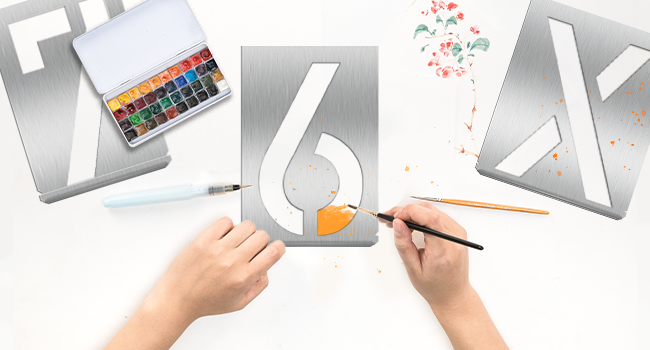 HAUTMEC 10 INCH (250mm) Vintage Stainless Steel Letters Stencils, A to Z 26PCS Stainless Steel Stencils & Holder,Shop Stencil, Advertising Stencilling, Craft-Printing, Reusable HT0333