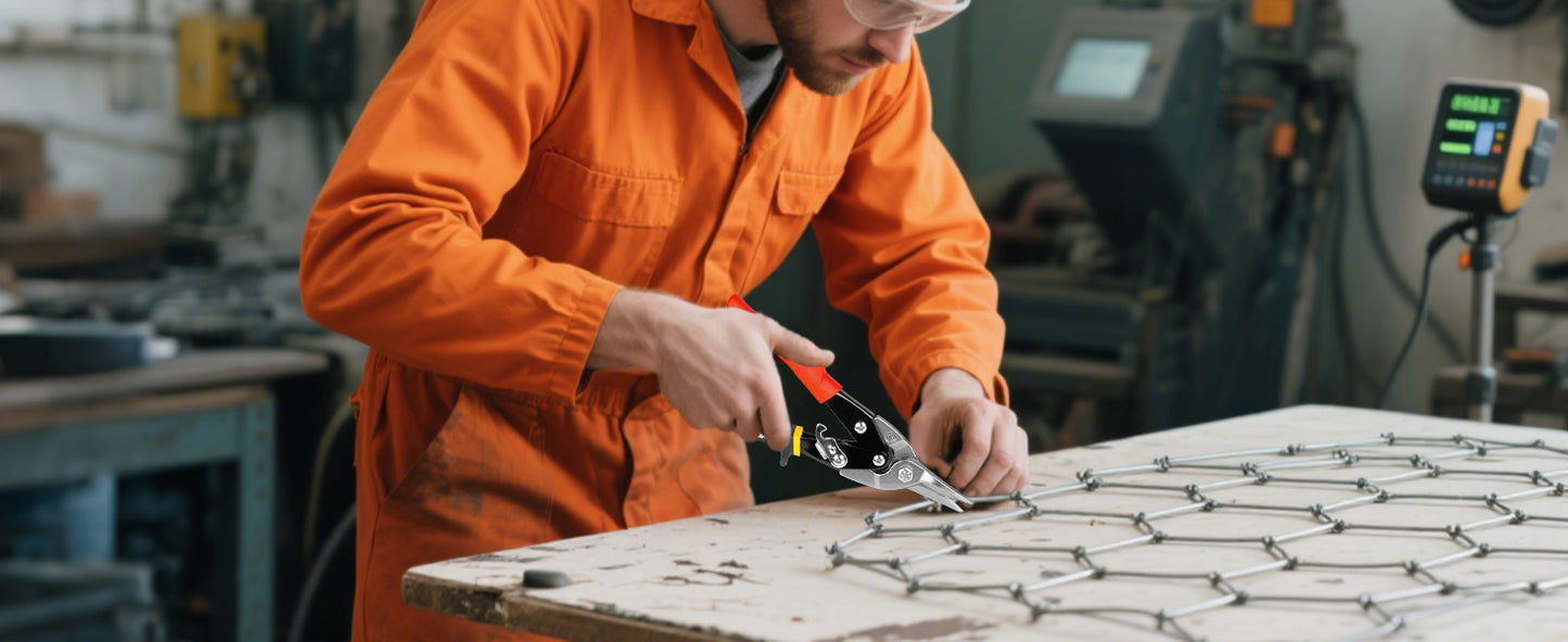 HAUTMEC 3-Piece Aviation Tin Snips for Cutting Metal Sheet, CR-V Steel Miter Shears for Straight, Left & Right Cuts, 10 Inch Heavy-Duty Sheet Metal Cutters with Safety Lock & Ergonomic Grip –HTSSM25063