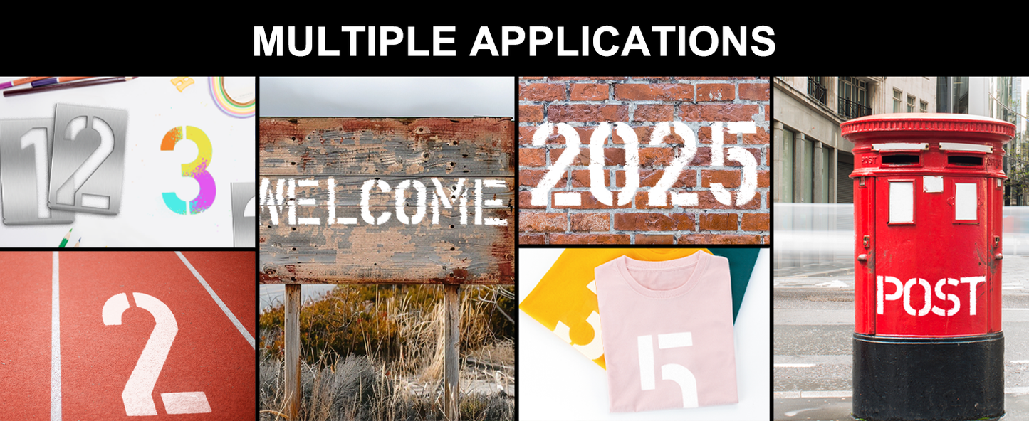 HAUTMEC Vintage Stainless Steel Numbers Stencils, 0 to 9 Stainless Steel Stencils & Holder, 10" (250mm) Numbers, Shop Stencil, Advertising Stencilling, Craft-Printing, Reusable HT0340