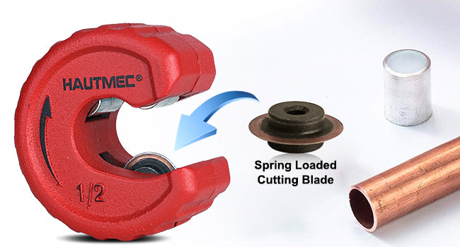 HAUTMEC Copper Tubing Cutter Set 3 PCS Copper Pipe Cutter Tool, In Portable Storage Case, Includes 1/2 in., 3/4 in., and 1 in. Cutters, Reaming Pen, 3 Spare Cutting Wheels, 1 Spare Deburring Blade,HT0354
