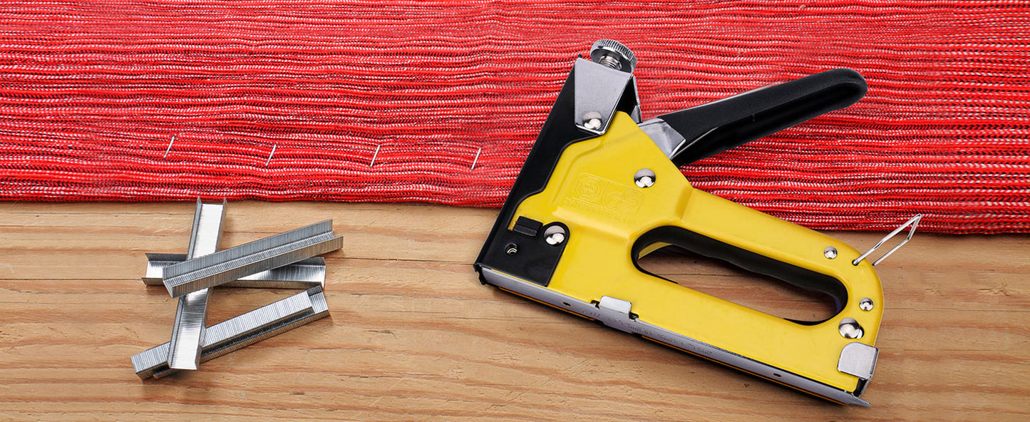 HAUTMEC 3-in-1 Heavy Duty Staple Gun Kit – Chromed Steel Upholstery Stapler with 600 Staples, Quick-Jam Clear, Adjustable Driving Force & Rapid Loading – HT0430