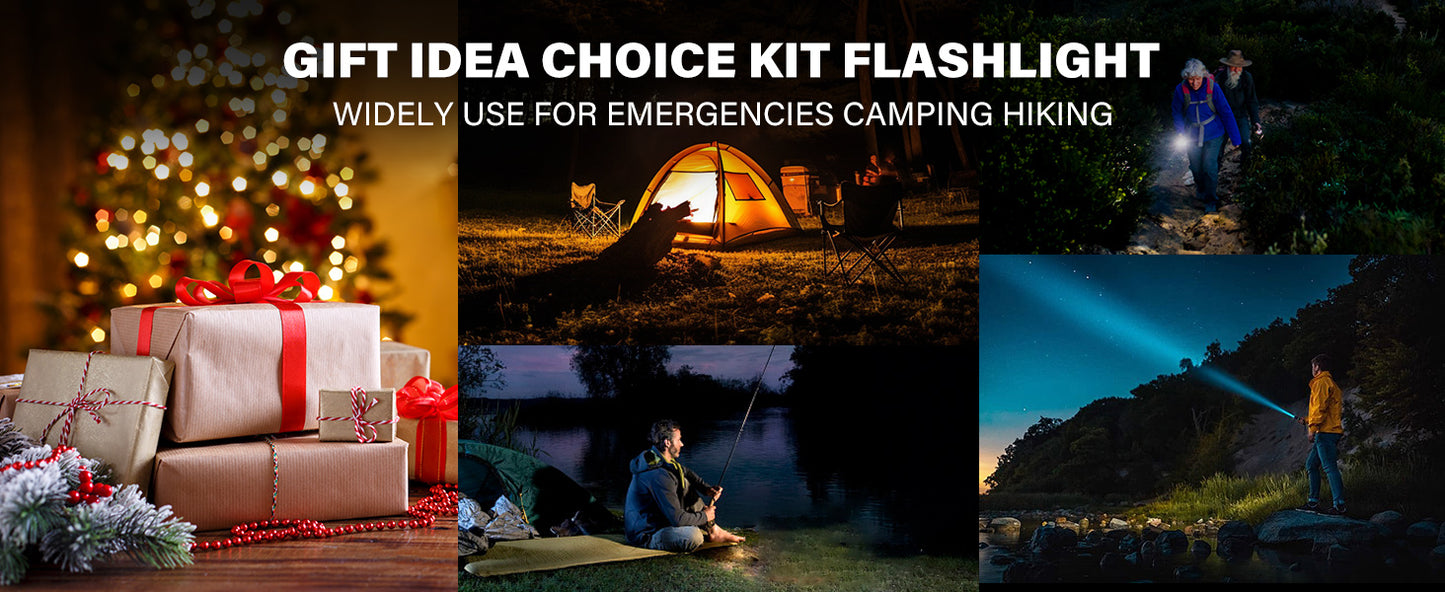 HAUTMEC Rechargeable Flashlights 12000 High Lumens Flashlight, 5 Light Modes Bright Flashlight, 2X Zoom, IP67 Waterproof & Impact-Resistant, and Power Bank, for Emergencies, Hunting, Camping, Hiking, HT0386