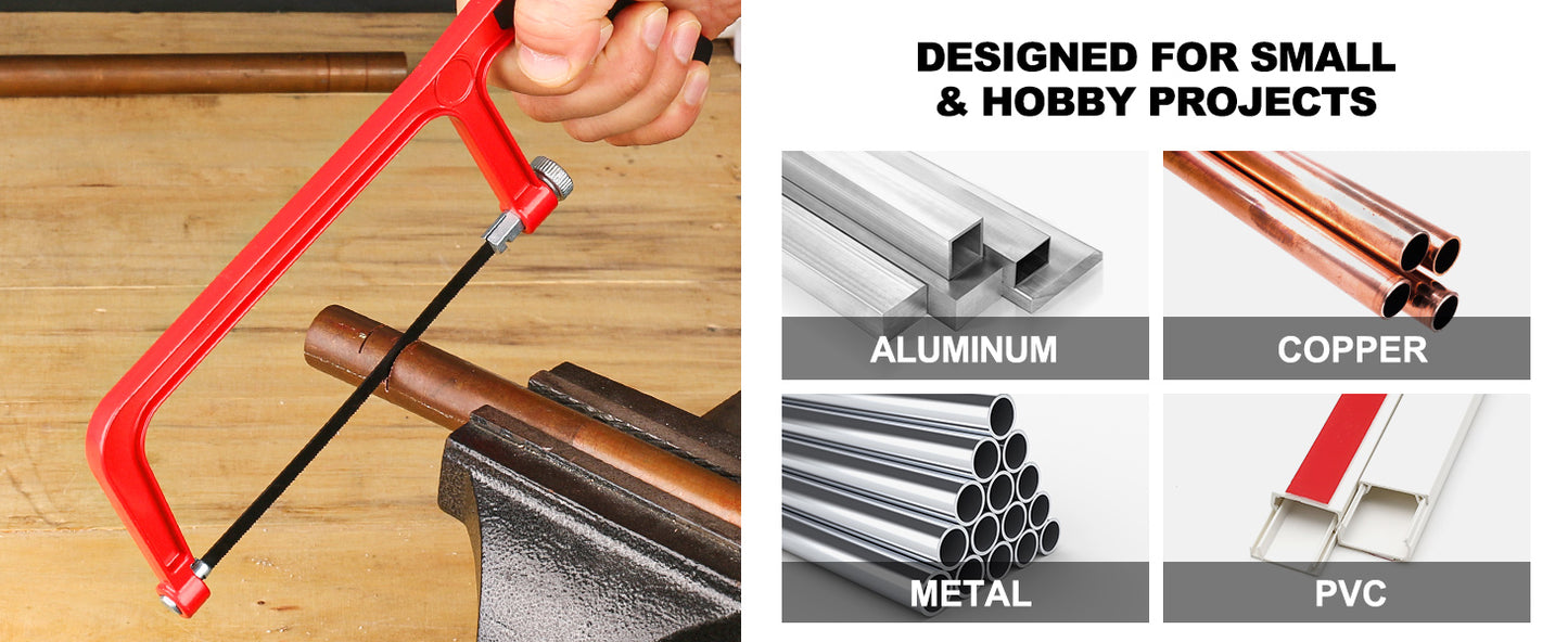 HAUTMEC 6inch Junior Hacksaw & Mitre Block Set Adjustable Angle Cutting Corner Saw with 5 Extra High-Carbon Steel Bi-Metal Blades HT0262-SA