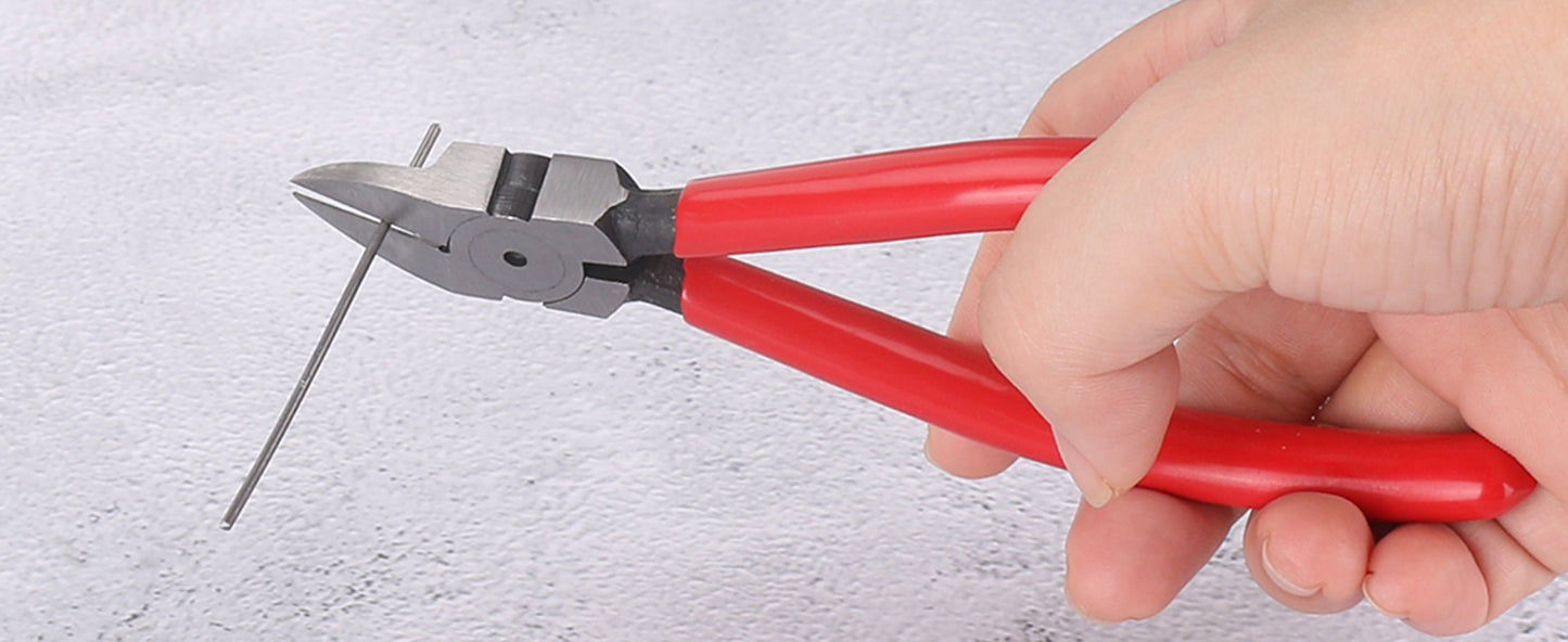 HAUTMEC 6" Flush Cut Pliers Ultra Sharp Wire Cutters with Spring Loaded and Non-slip Grip, Ideal Wire Snips for Plastic, Soft Wire, Toy Model Kits, Jewelry Marking, Zip Ties, Hard Board HT0318
