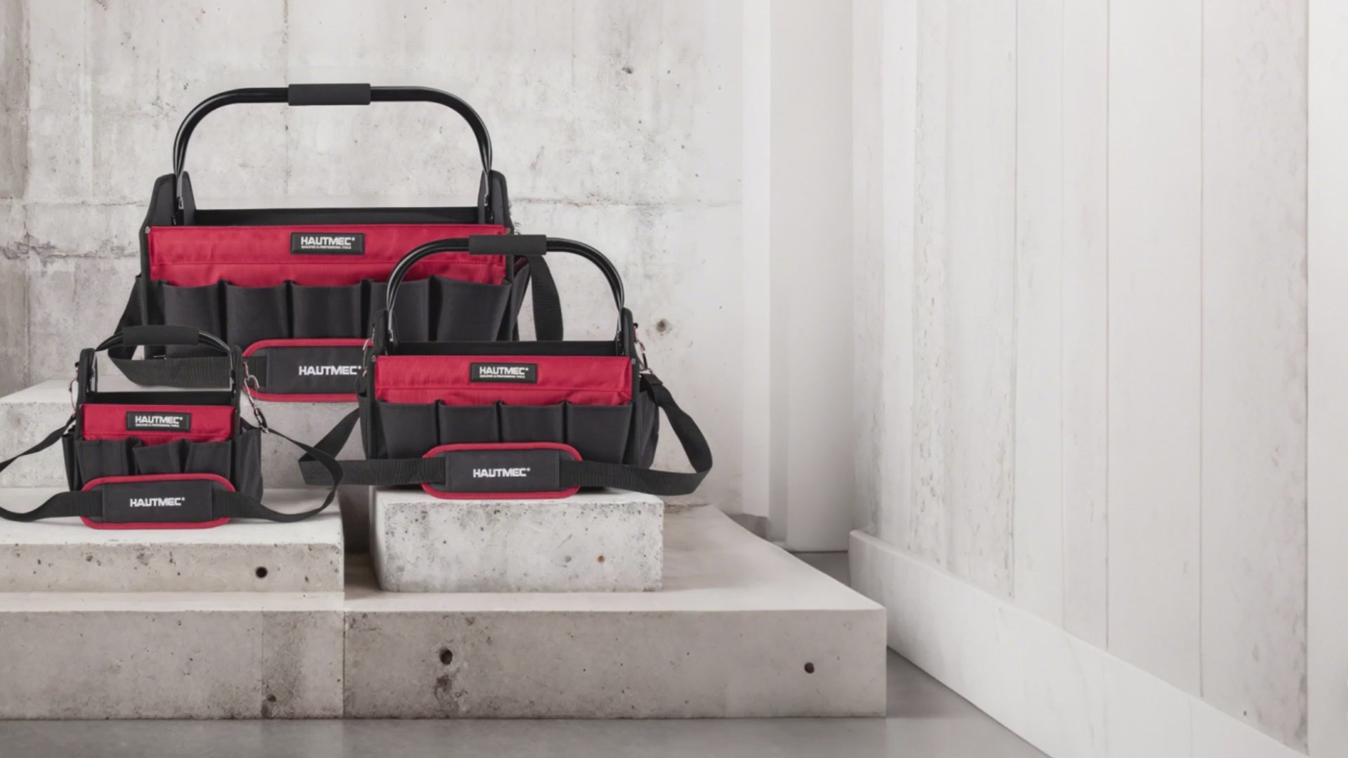 HAUTMEC 3PCS Heavy Duty Tool Tote Bag Set, 1680D Rigid Frame Tool