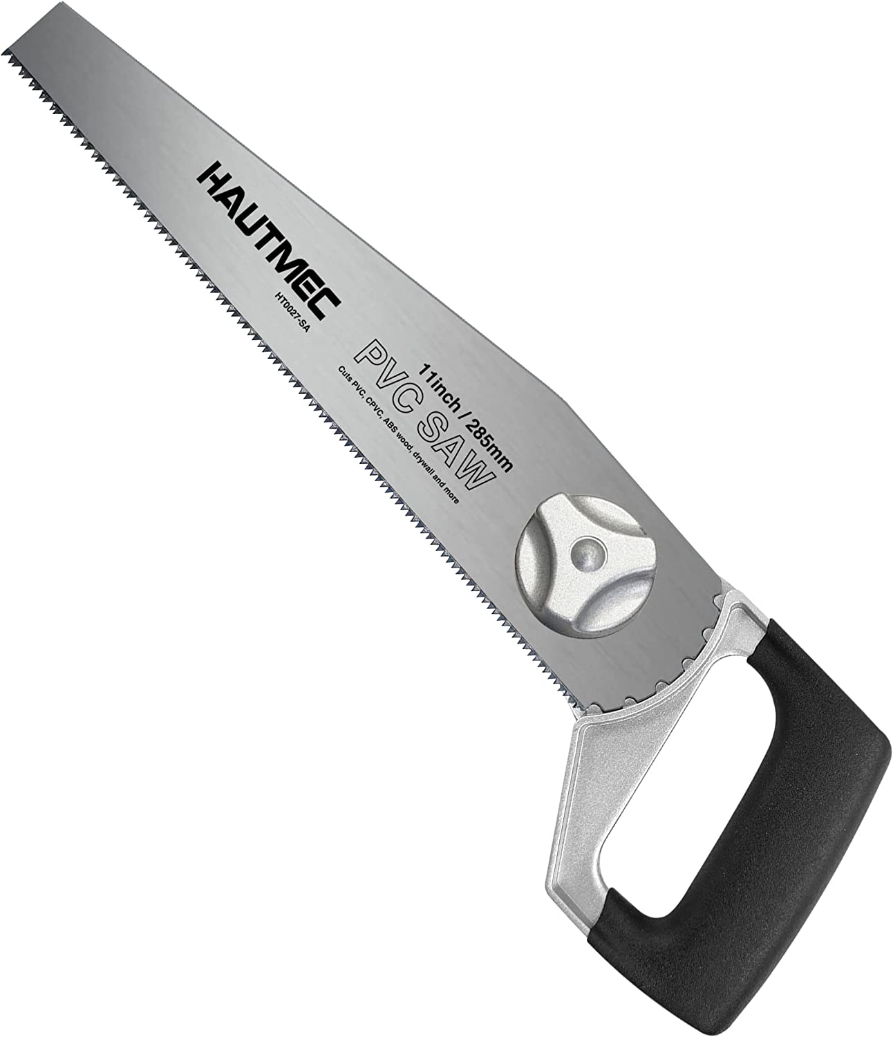 HAUTMEC Heavy Duty 11-Inch PVC/ABS Pipe Saw And General Purpose Hand saw, Adjustable Cutting Angle, For Cutting Pipe In Tight Spaces, for Trimming, Gardening, Wood, Drywall, And Plastic HT0027-SA