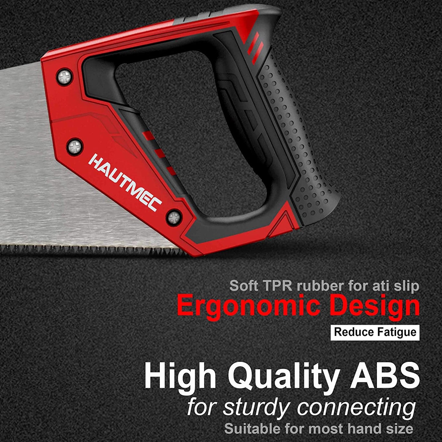 HAUTMEC 20 in. Pro Hand Saw, 8 TPI/9 PPI Universal-Cut Soft-Grip Hardpoint Handsaw HT0025-SA