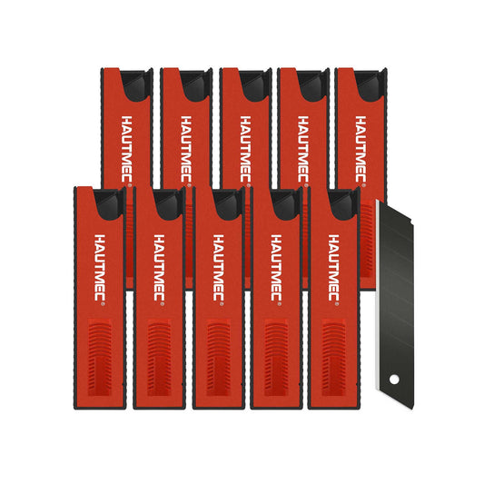 HAUTMEC 100PCS 25mm SK2H Ultra Sharp Snap Off Blades, 10 Pack Professional Retractable Black Replacement Blades, SK2H Heavy Duty Blades, for Industrial or Construction Applications HT0082-100PC