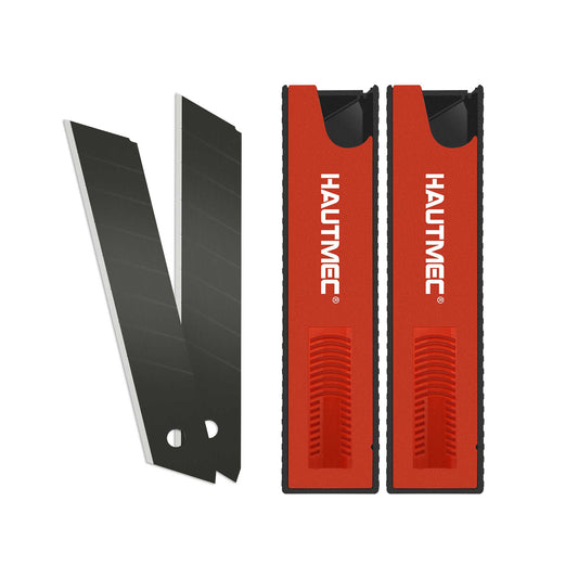 HAUTMEC 20PCS 18mm SK2H Ultra Sharp Snap Off Blades, Retractable Black Utility Knife Replacement Blades, Sharper SK2H Heavy Duty Blades, Creative Safety Box, for Box, Carpet, Rope HT0144-20PC